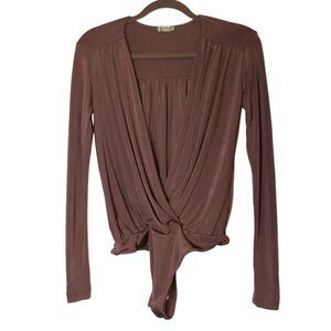 Intimately Free People Turnt Long Sleeve Plunging Bodysuit size XS